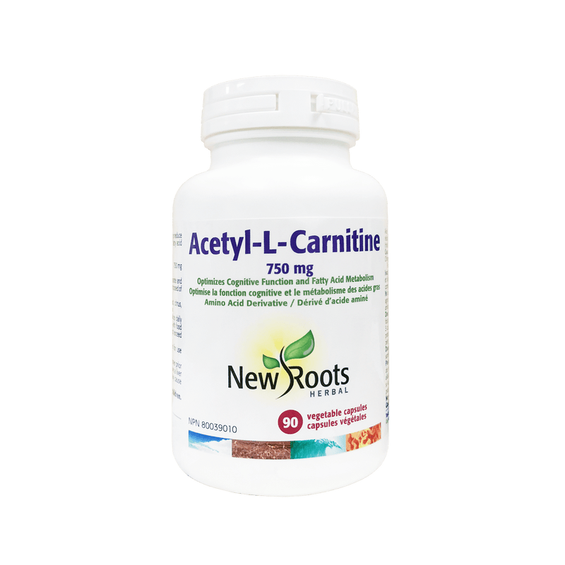 New Roots Herbal Acetyl-L-Carnitine 750mg 90 Vegetable Capsules - Maple House Nutrition Inc.