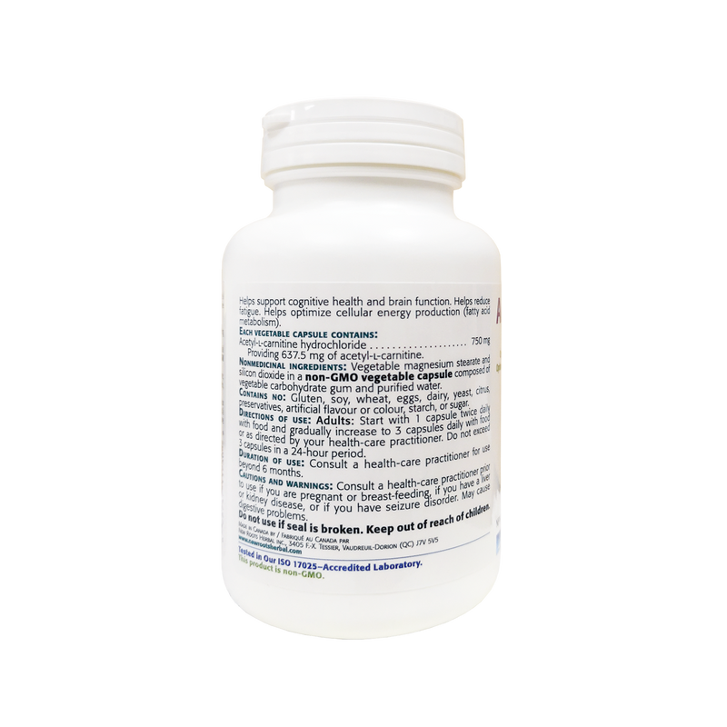 New Roots Herbal Acetyl-L-Carnitine 750mg 90 Vegetable Capsules - Maple House Nutrition Inc.