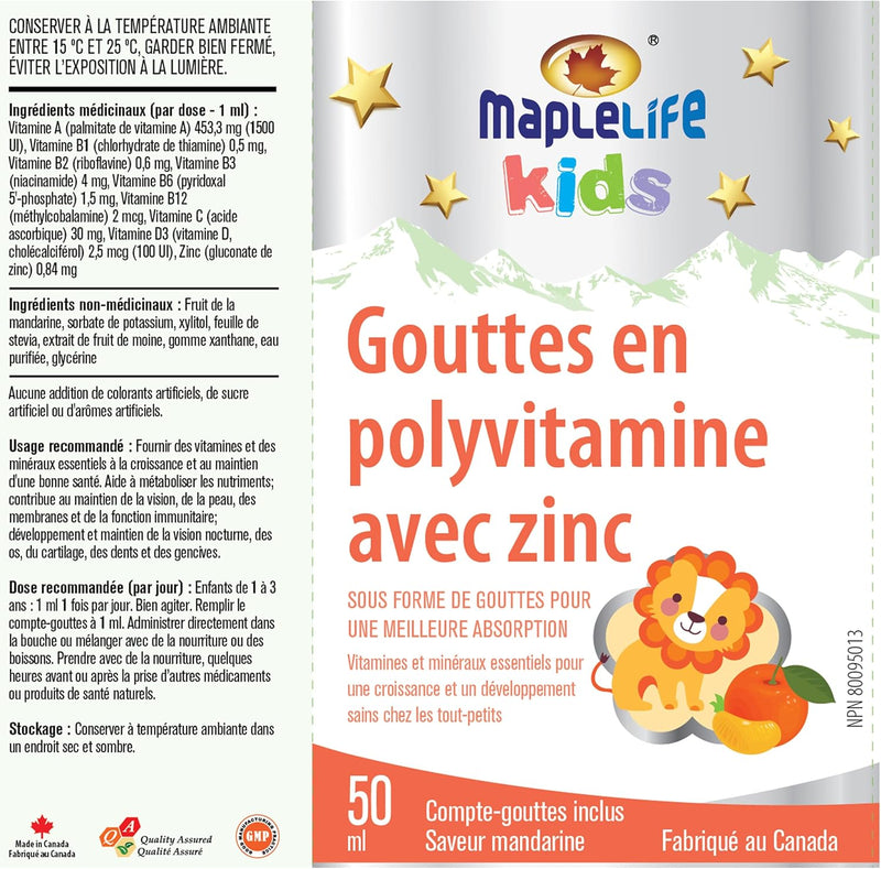 Maple Life Kids Polyvitamin Drops with Zinc 50ml – Maple House ...