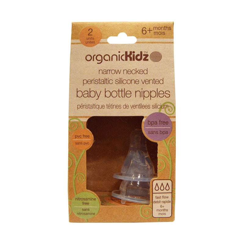 OrganicKidz Narrow Necked Baby Bottle Nipples 2 Packs