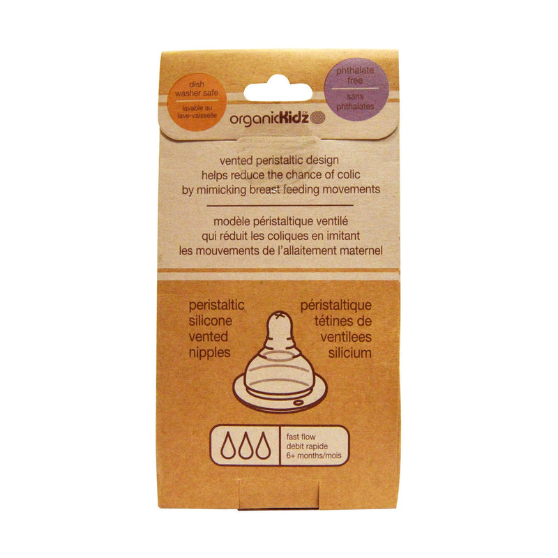 OrganicKidz Narrow Necked Baby Bottle Nipples 2 Packs