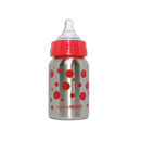 OrganicKidz Stainless Steel Wide Mouth 6M+ Baby Bottle Fast Flow 9oz - Red