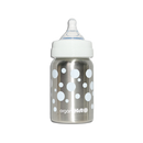 OrganicKidz Stainless Steel Wide Mouth 6M+ Baby Bottle Fast Flow 9oz - White