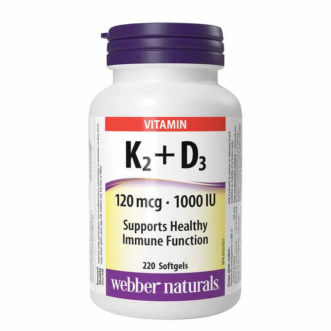 Webber Naturals Vitamin K2+D3 120 mcg/1000 IU 220 softgels