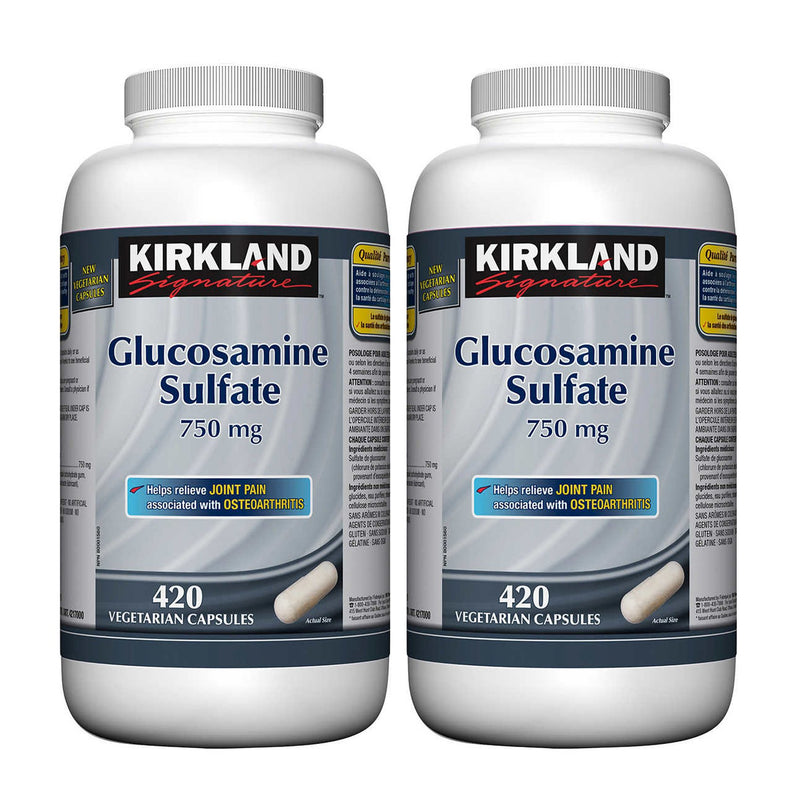 Kirkland Glucosamine Sulfate 750mg 420 Vegetarian Capsules 2 Packs - Maple House Nutrition Inc.