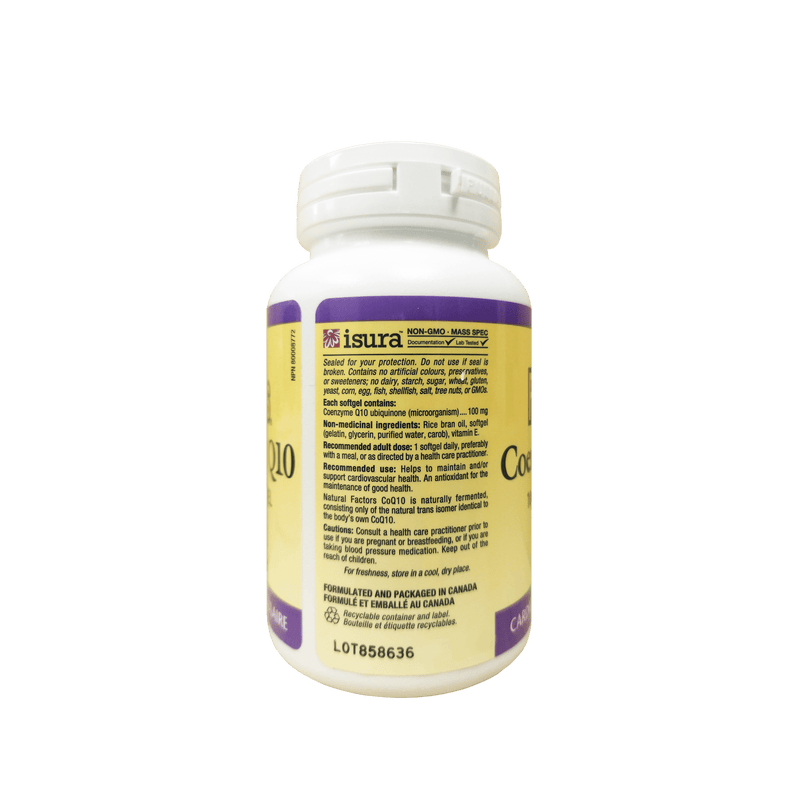 Natural Factors Coenzyme Q10 100mg 120 Softgels - Maple House Nutrition Inc.