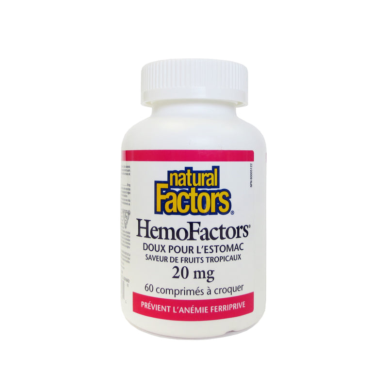 Natural Factors HemoFactor Iron 20mg 60 Chewable Tablets - Maple House Nutrition Inc.