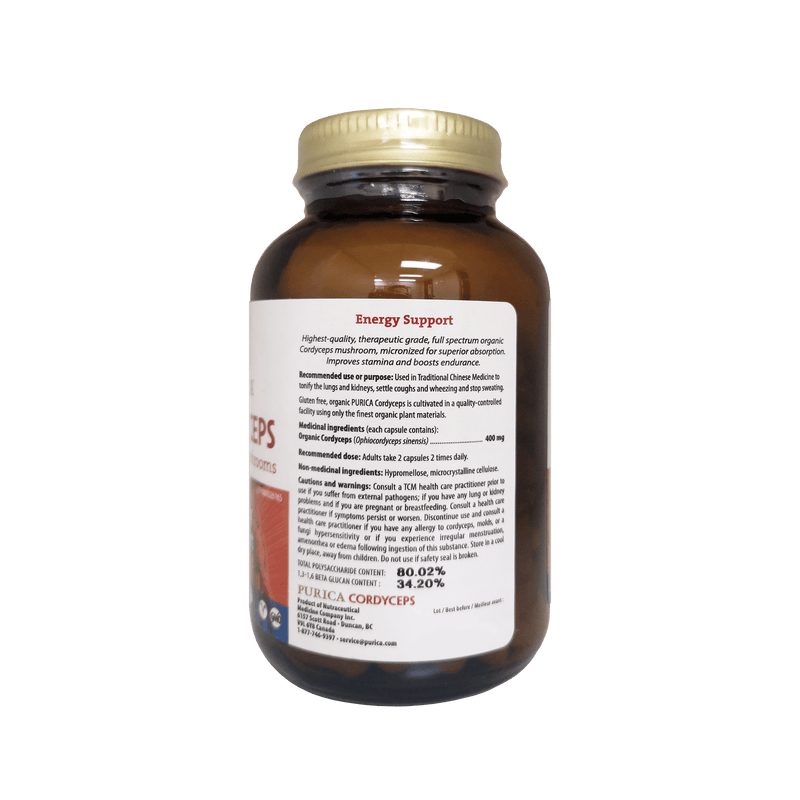 Purica Cordyceps Micronized Mushrooms 120 Vegan Caps - Maple House Nutrition Inc.