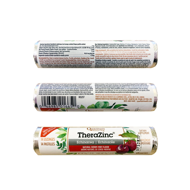 Quantum Health TheraZinc® Echinacea Cherry Mint Flavour 14 Lozenges 3 Packs