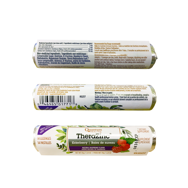 Quantum Health TheraZinc® Elderberry Raspberry Flavour 14 Lozenges 3 Packs