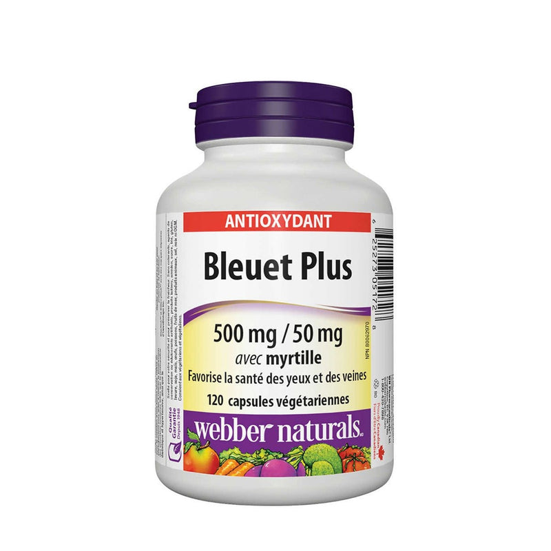 Webber Naturals Blueberry Plus 500mg/50mg with Bilberry 120 Softgels - Maple House Nutrition Inc.