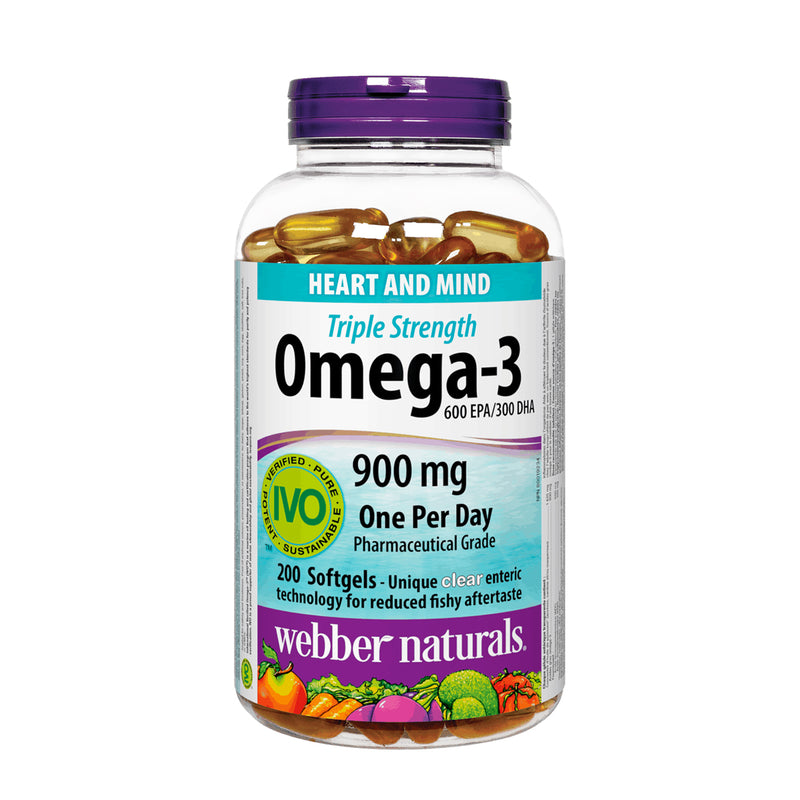 Webber Naturals Triple Strength Omega-3 900mg 200 Softgels - Maple House Nutrition Inc.